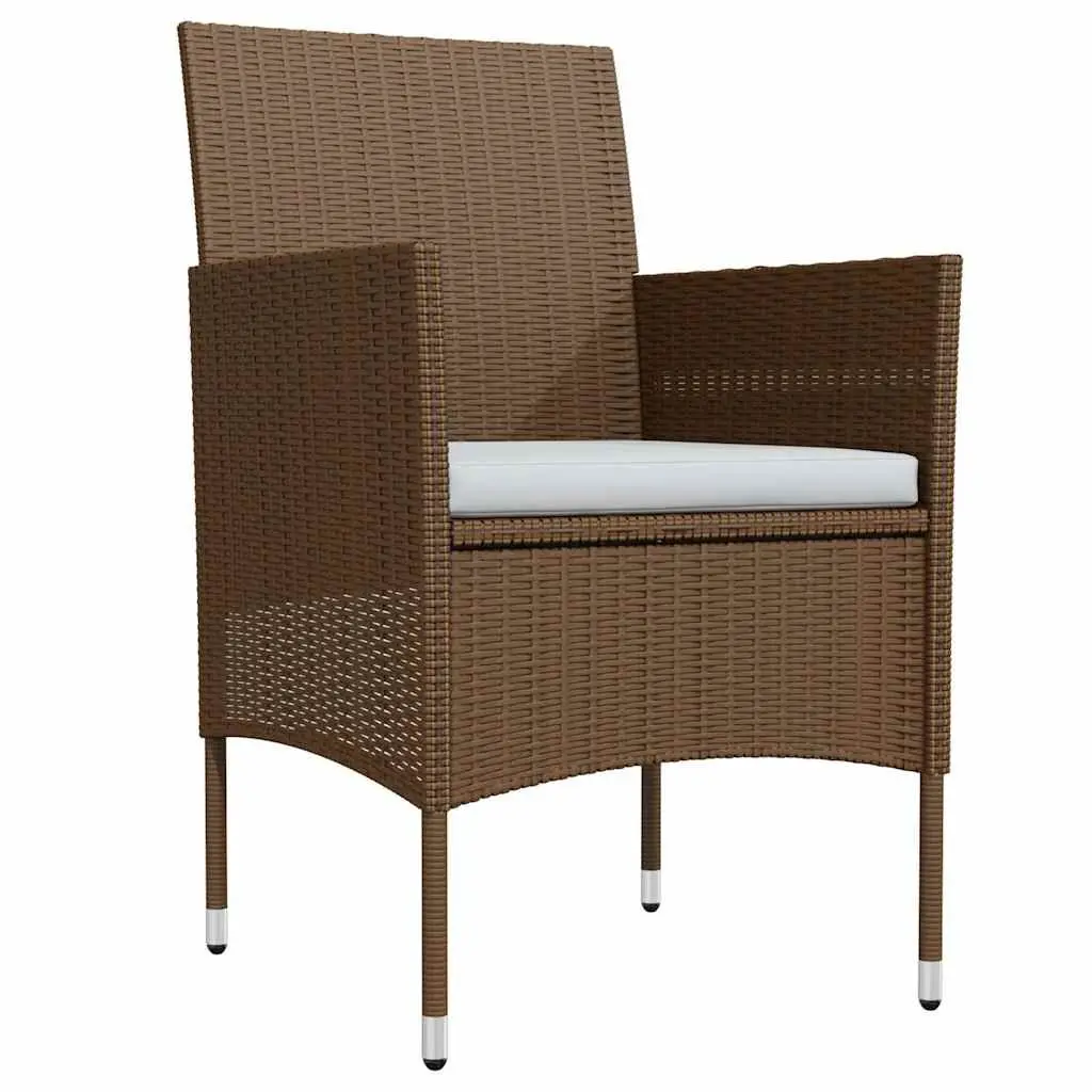Garden Dining Set Brown 5 Piece Outdoor Furniture Table Chairs with Cushions