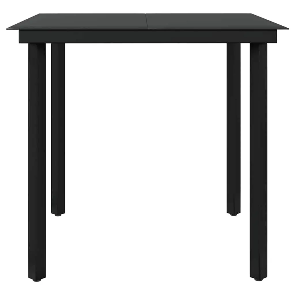 3 Piece Outdoor Dining Set Grey Black Glass Table PE Rattan Chairs with Cushions