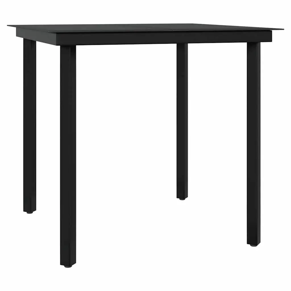 3 Piece Outdoor Dining Set Grey Black Glass Table PE Rattan Chairs with Cushions