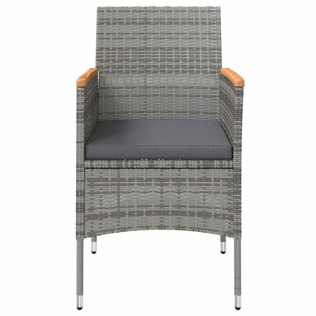 Outdoor Dining Set 7 Piece Grey Table Chairs Cushions Glass Top Patio Furniture