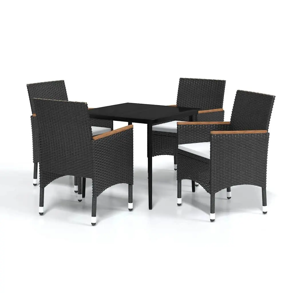 Garden Dining Set Black 5 Piece Outdoor Furniture Table Chairs Cushions