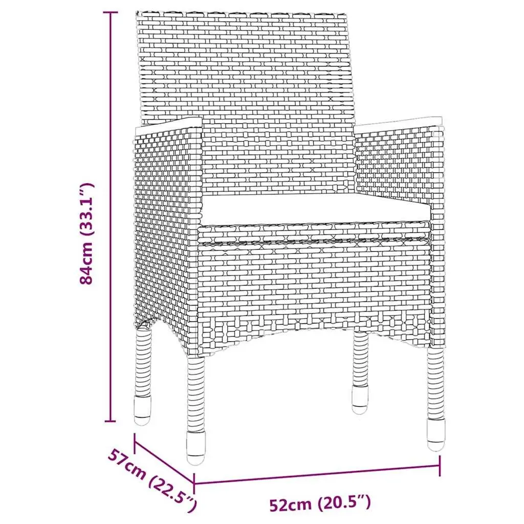 Garden Dining Set Black 5 Piece Outdoor Furniture Table Chairs Cushions