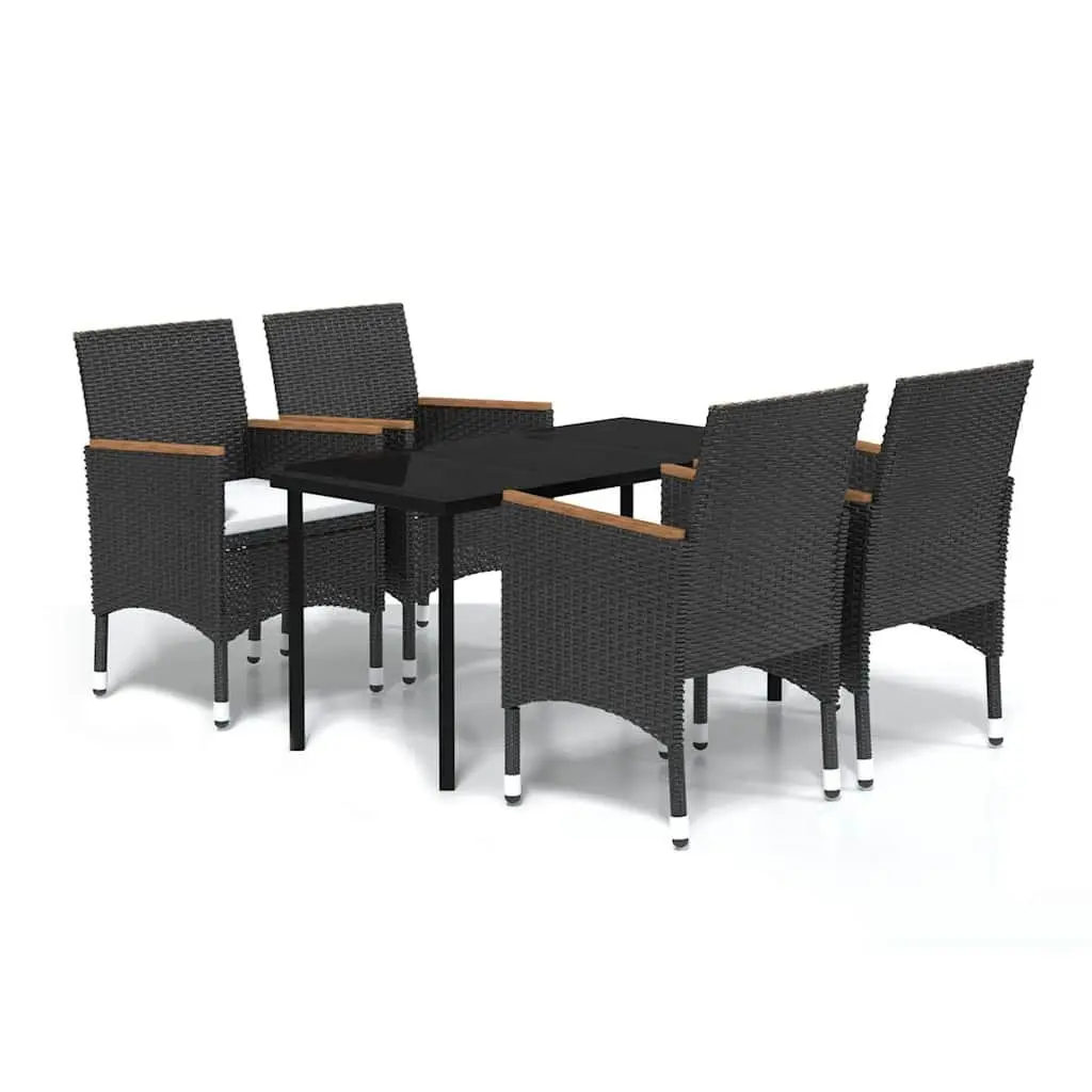 Garden Dining Set 5 Piece Outdoor Furniture Table Chairs Black Patio Rattan