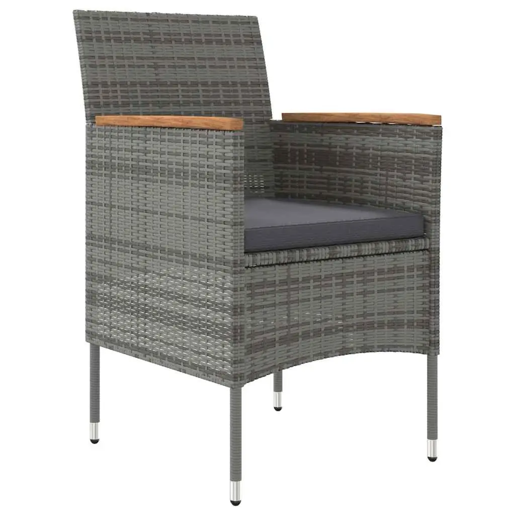 Outdoor Dining Set 7 Piece Table Chairs Cushions Grey Rattan Glass Patio