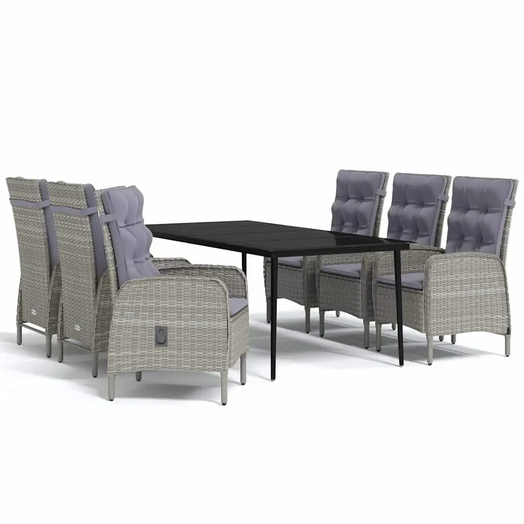 Garden Dining Set 7 Piece Outdoor Furniture Table Chairs Cushions Grey Black