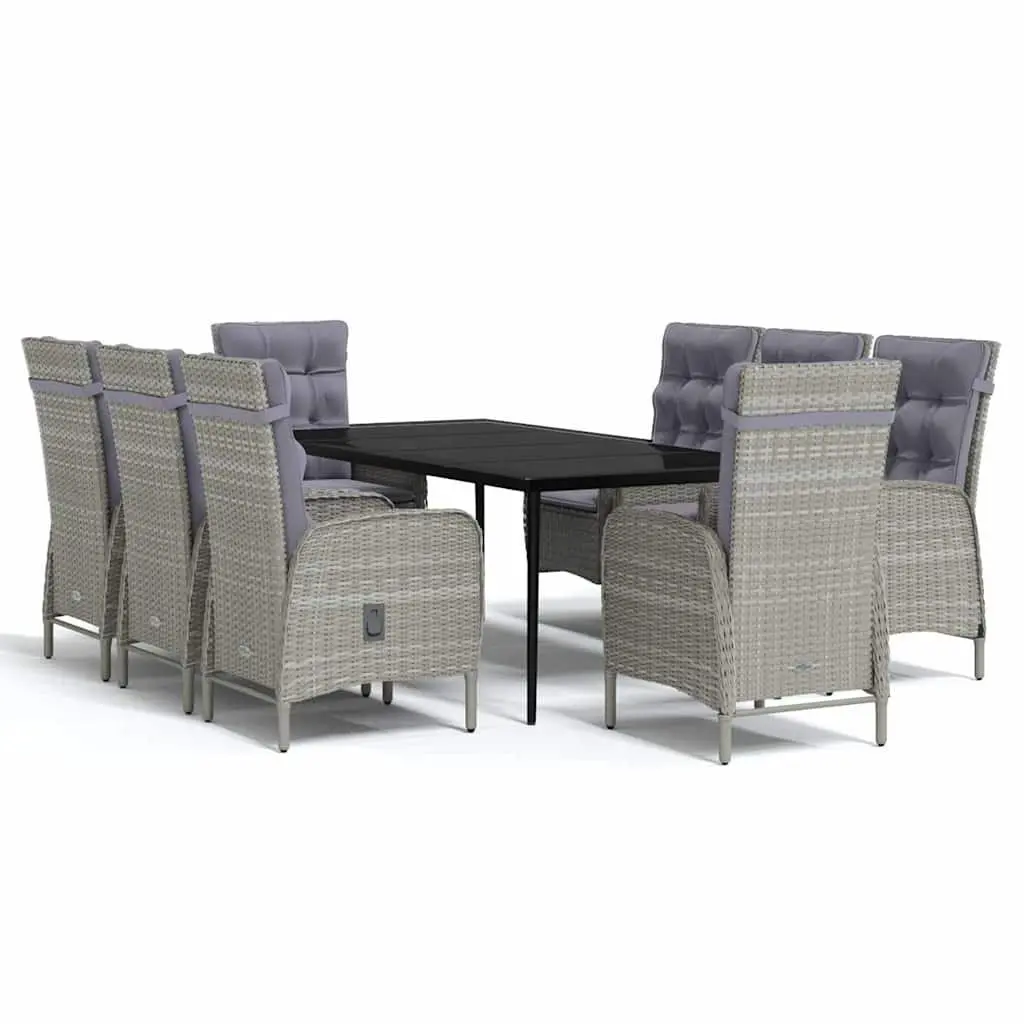 Garden Dining Set 9 Piece Outdoor Furniture with Cushions Grey Black