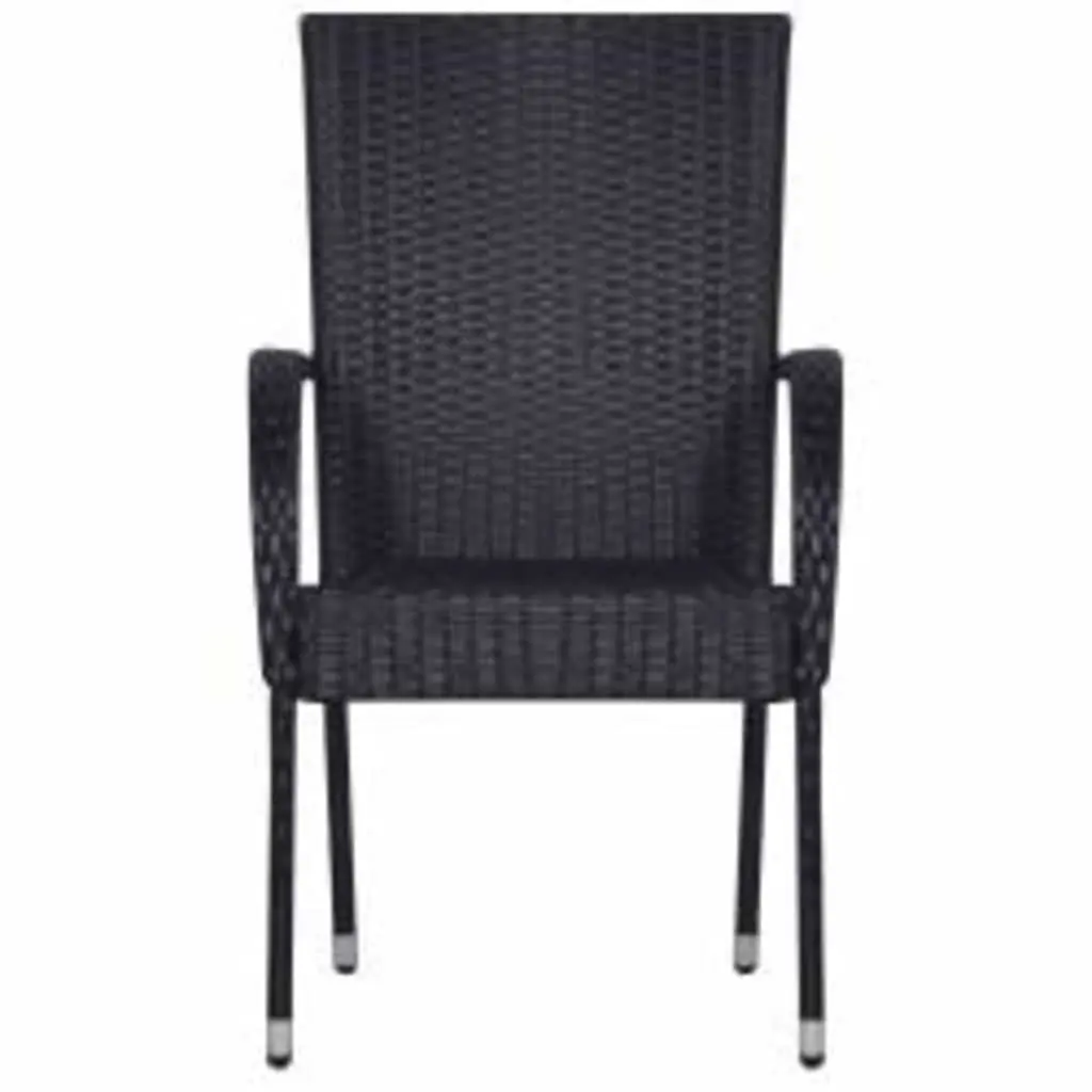 Outdoor Dining Set Black 5 Piece Steel Frame Glass Top Rattan Chairs Table