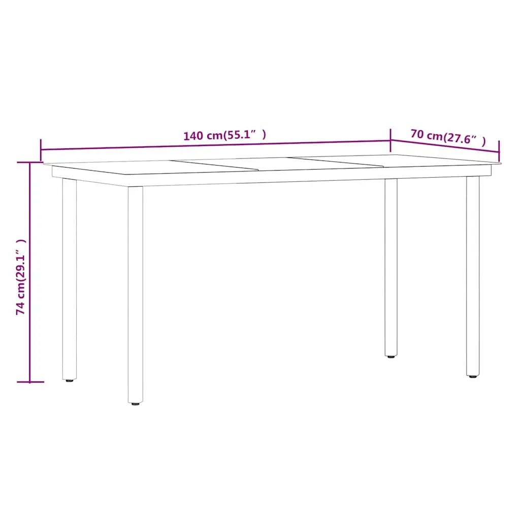 5 Piece Outdoor Dining Set Brown Glass Table Rattan Chairs Powder-coated Steel Frames