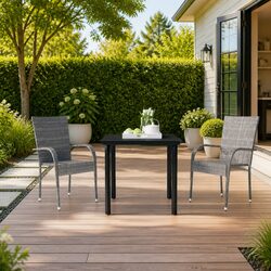 Concise 3 Piece Outdoor Dining Set - Grey and Black