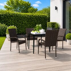 Garden Dining Set 5 Piece Outdoor Furniture Table Chairs Brown Black Patio