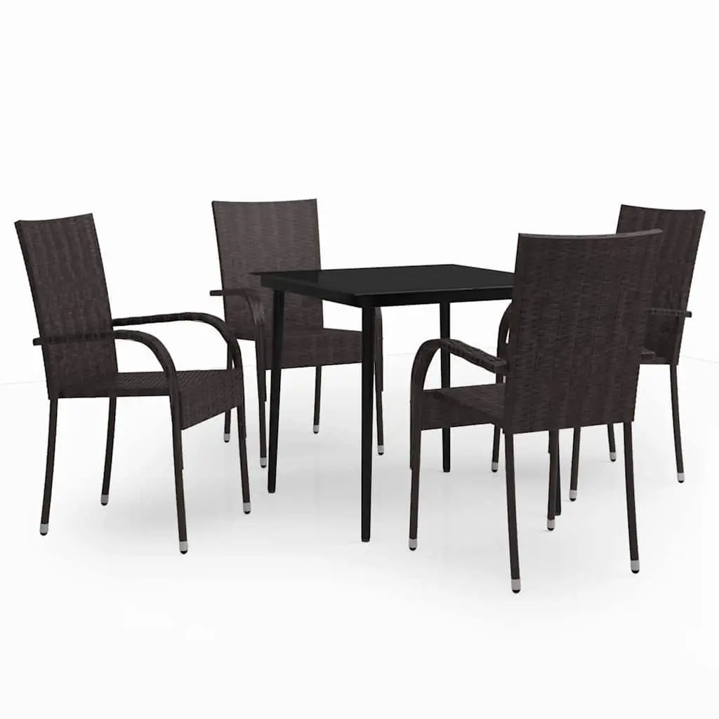 Garden Dining Set 5 Piece Outdoor Furniture Table Chairs Brown Black Patio