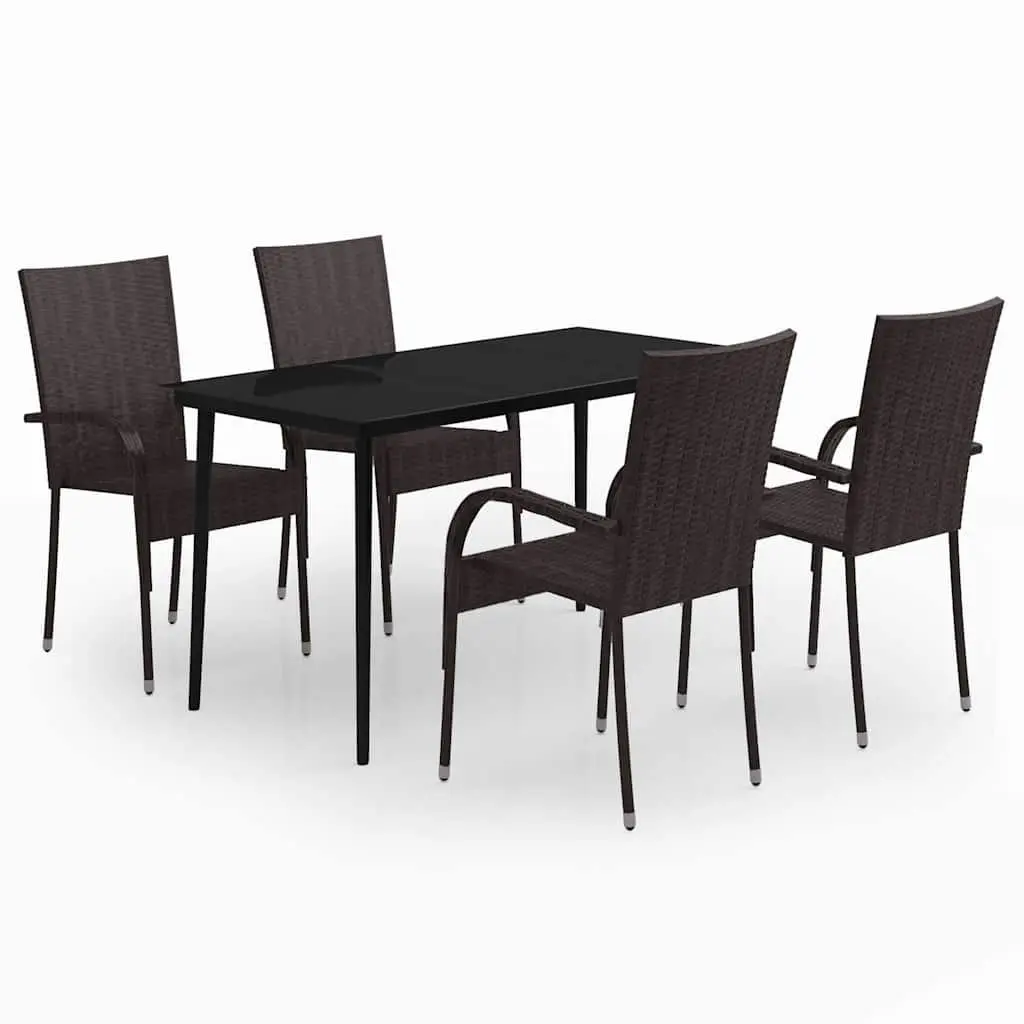Garden Dining Set 5 Piece Outdoor Furniture Brown Black Table Chairs Patio