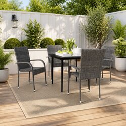 Outdoor Dining Set 5 Piece Garden Furniture Table Chairs Steel Frame Rattan