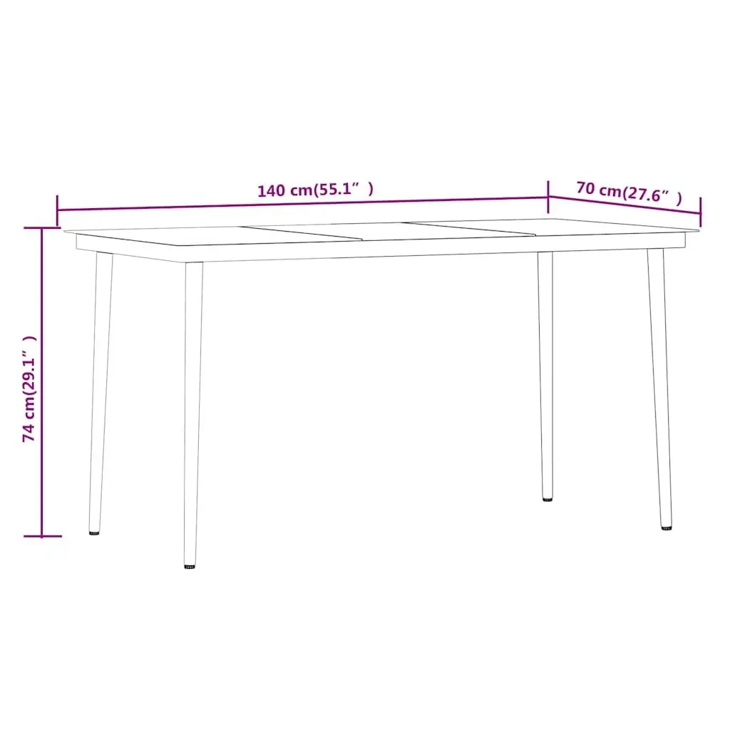 Outdoor Garden Dining Set Grey Black 5 Piece Powder-Coated Steel Frame Water-Resistant PE Rattan Smooth Glass Tabletop