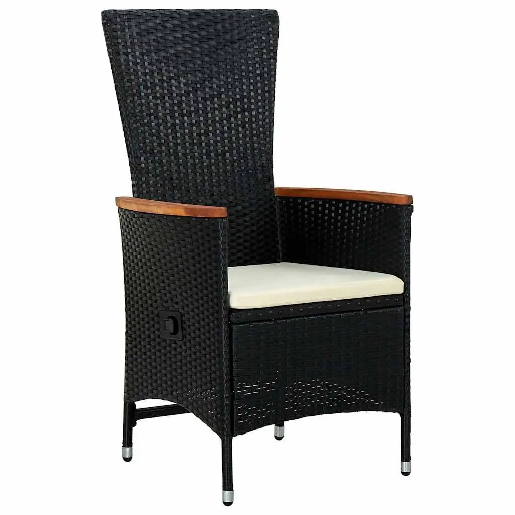 5 Piece Garden Dining Set Outdoor Patio Furniture Black Steel Rattan Chairs
