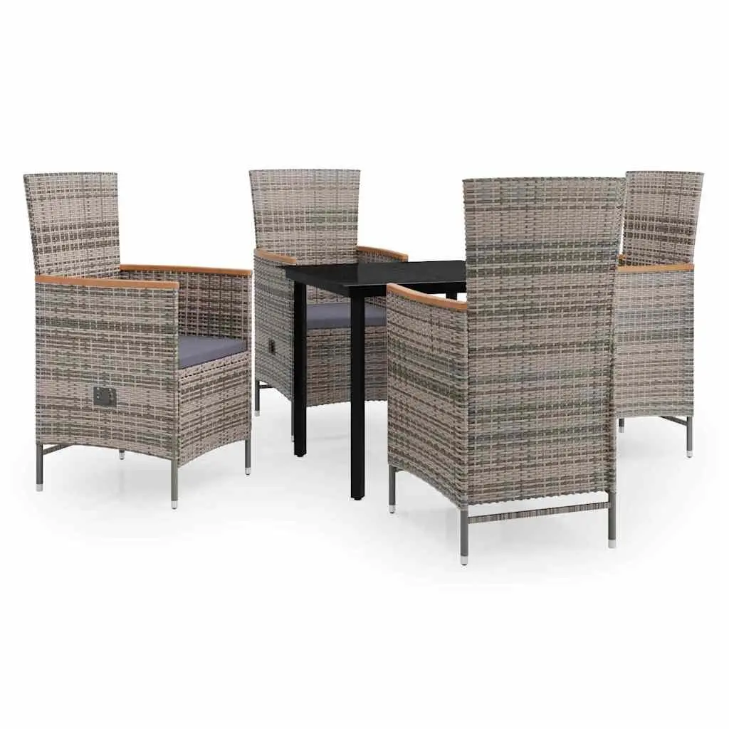 Garden Dining Set 5 Piece Outdoor Furniture Grey Cushions Reclining Chairs
