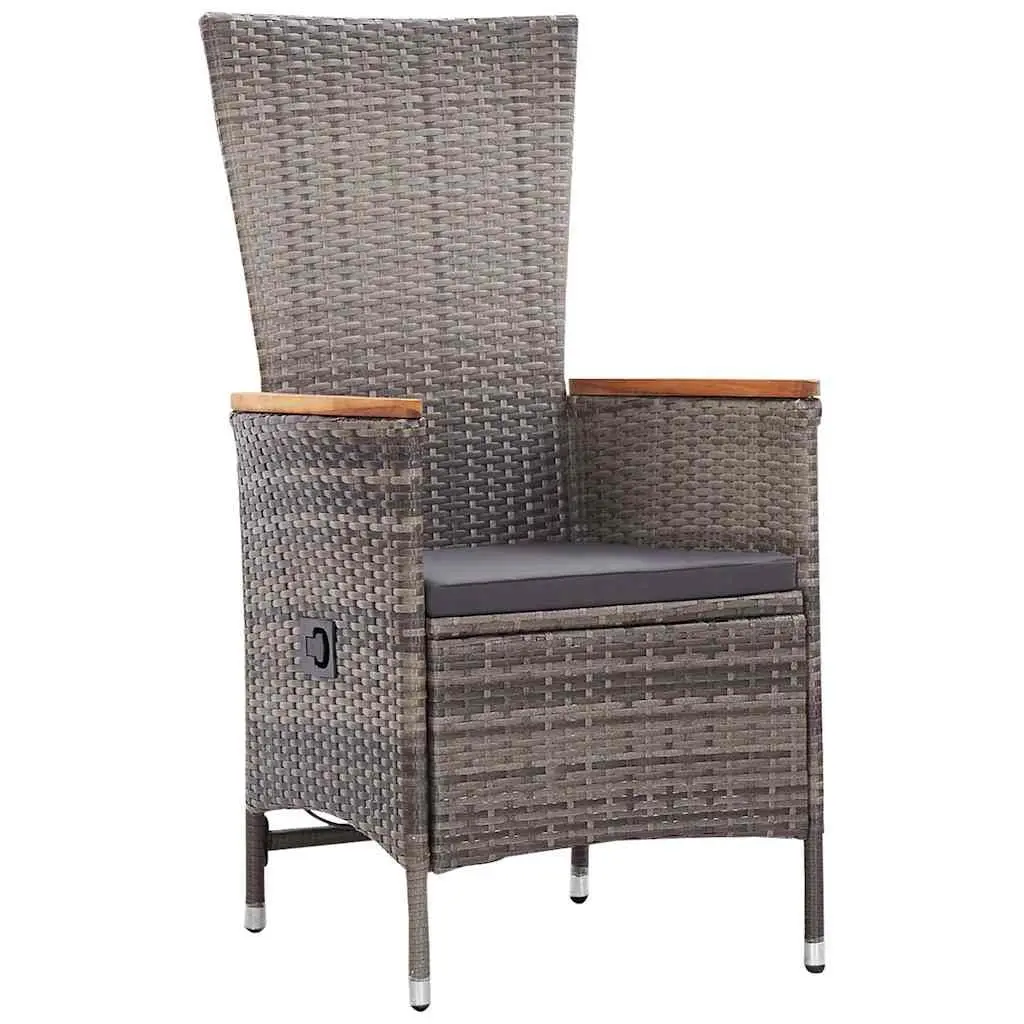 Garden Dining Set 5 Piece Outdoor Furniture Grey Cushions Reclining Chairs