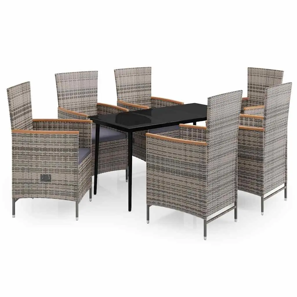 Garden Dining Set Grey 7 Piece Outdoor Furniture Patio Table Chairs Cushions