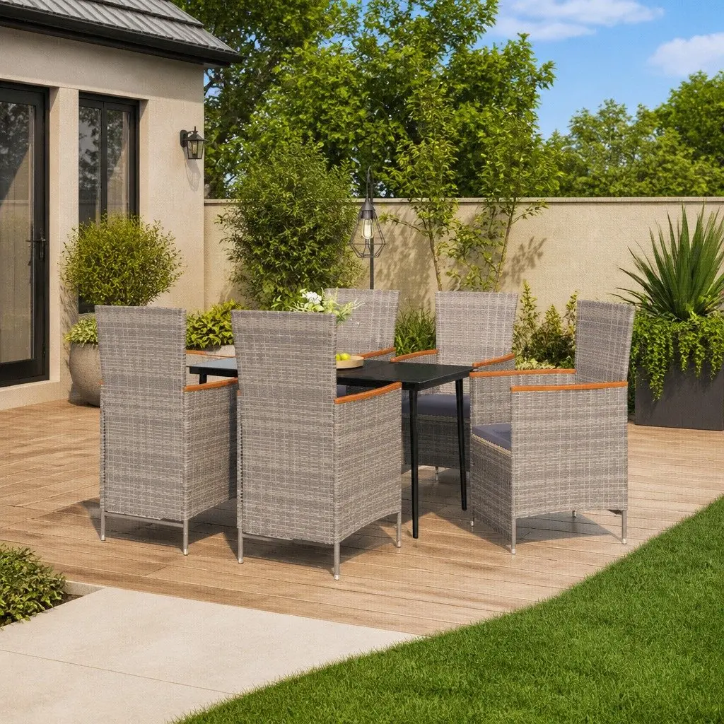 7 Piece Garden Dining Set in Grey