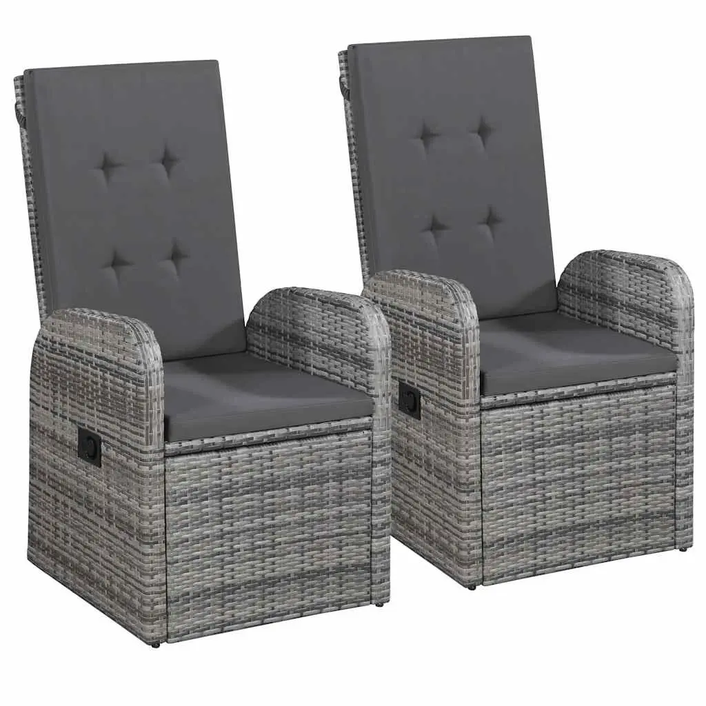 Garden Dining Set Grey 3 Piece Outdoor Patio Furniture Rattan Chairs Glass Table