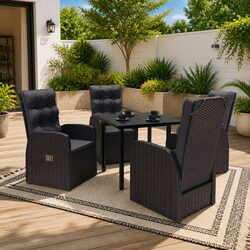 5 Piece Garden Dining Set Outdoor Patio Furniture Table Chairs with Cushions