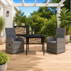 3 Piece Grey Patio Dining Set for Outdoor Relaxation