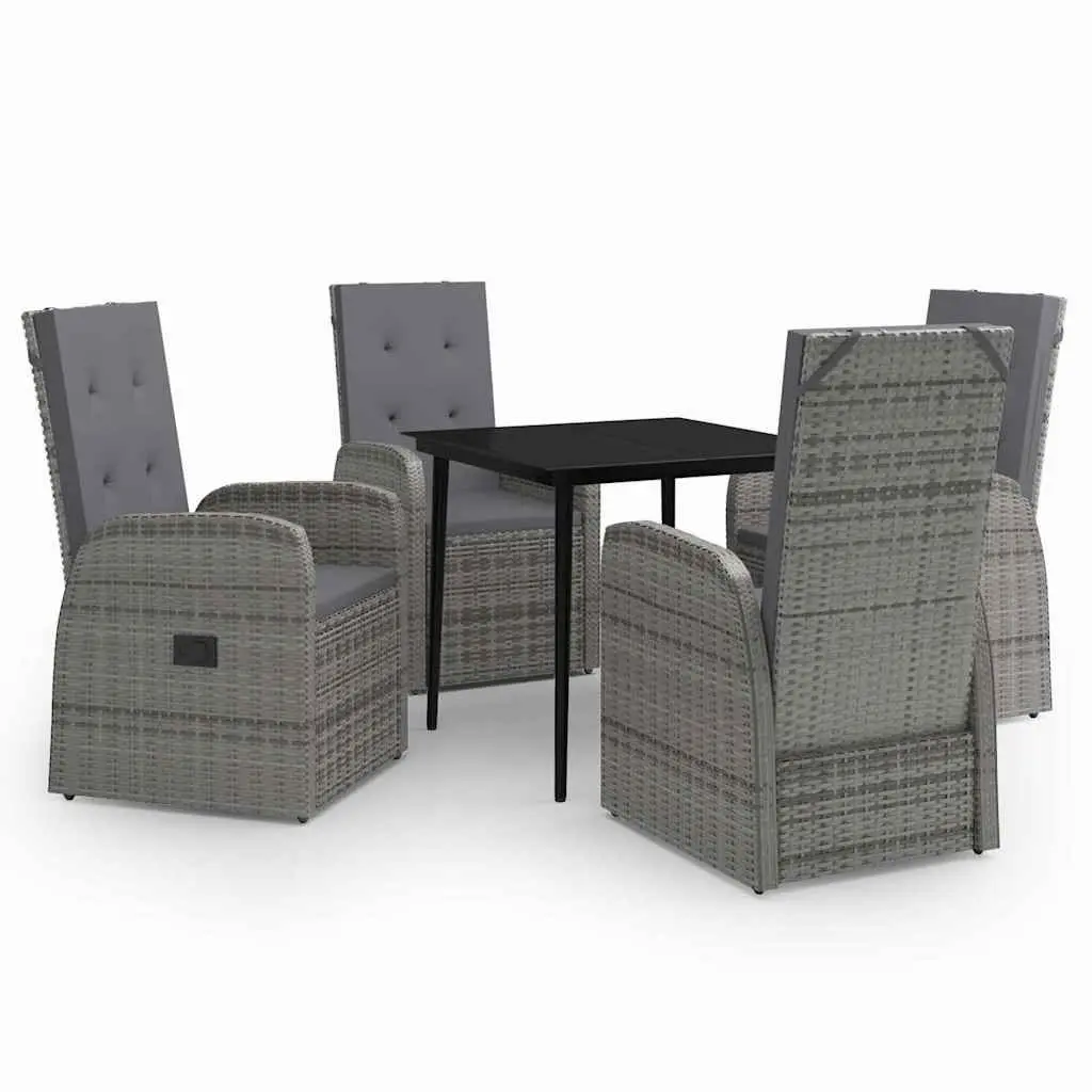 5-Piece Garden Dining Set with Rattan Chairs