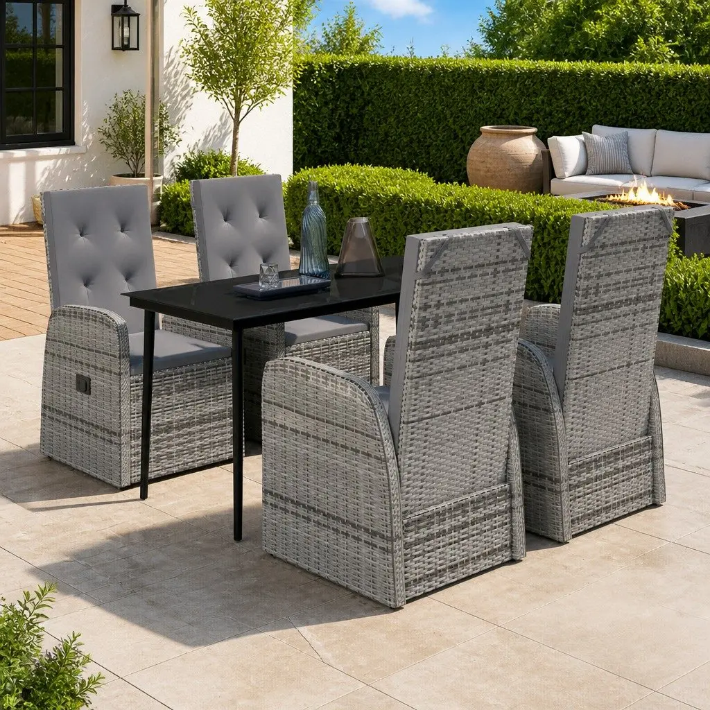 5 Piece Garden Dining Set in Grey