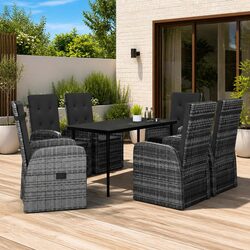 7-Piece Outdoor Furniture Set with Grey Chairs