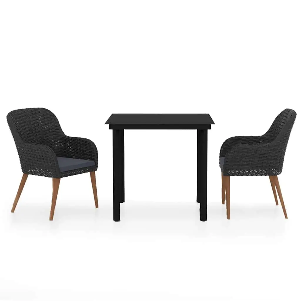 Black Garden Dining Set, 3 Pieces