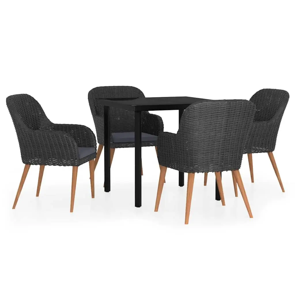 Garden Dining Set 5 Piece Outdoor Patio Furniture Table Chairs Black