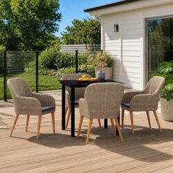 Garden Dining Set 5 Piece Outdoor Furniture Brown with Cushions Patio Table