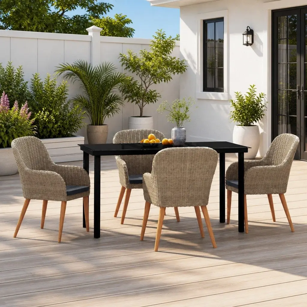 Brown 5 Piece Patio Dining Set