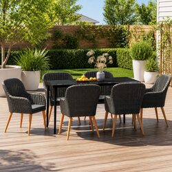 Garden Dining Set 7 Piece Outdoor Furniture Patio Table Chairs with Cushions