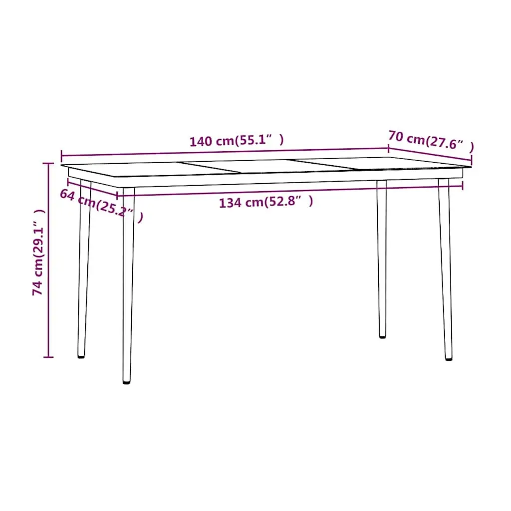 Garden Dining Set Black 7 Piece Outdoor Furniture Patio Table Chairs with Cushions