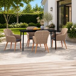 Compact 5 Piece Brown Outdoor Garden Dining Set