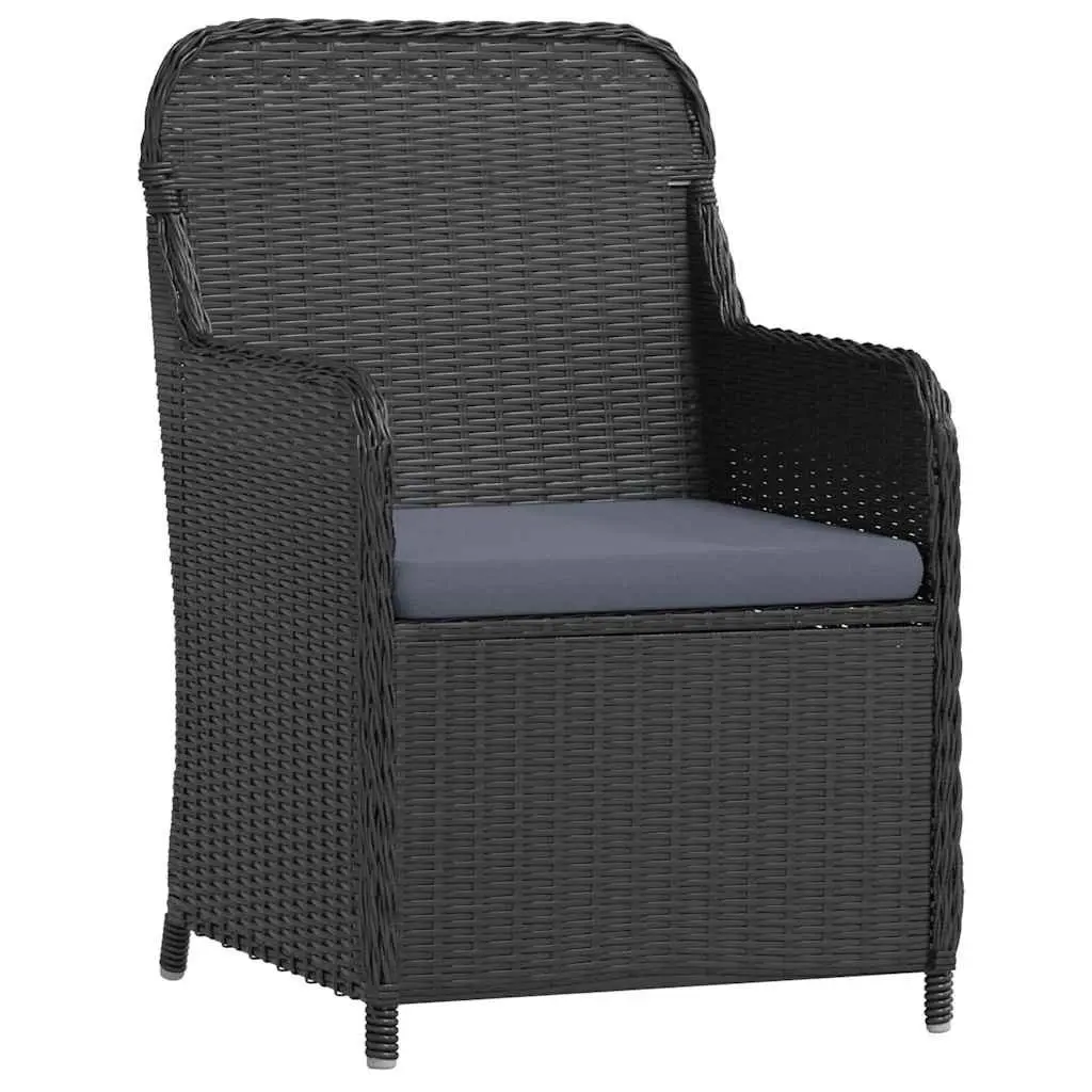 5 Piece Outdoor Garden Dining Set Black Steel Frame Rattan Chairs Glass Table