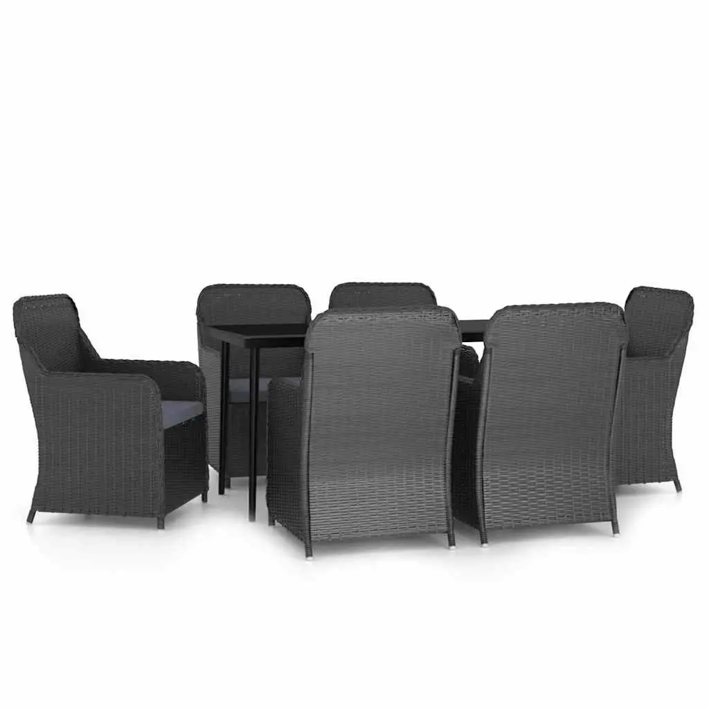 Garden Dining Set 7 Piece Outdoor Furniture Black Patio Table Chairs Cushions