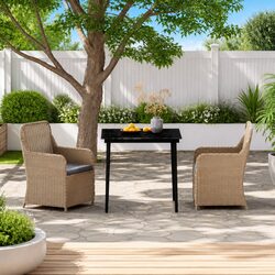 Garden Dining Set 3 Piece Outdoor Furniture Brown Patio Table Chairs with