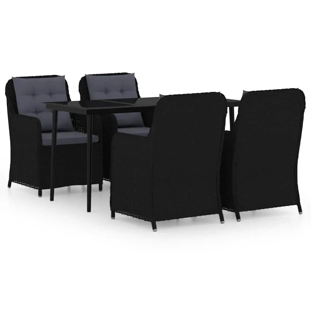 5 Piece Garden Dining Set Outdoor Furniture Black Steel Frame PE Rattan Chairs