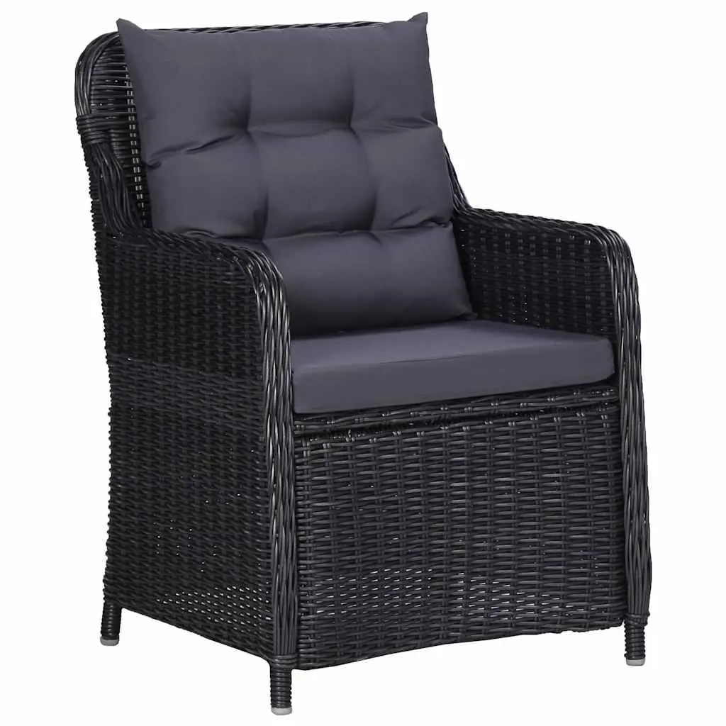 5 Piece Garden Dining Set Outdoor Furniture Black Steel Frame PE Rattan Chairs