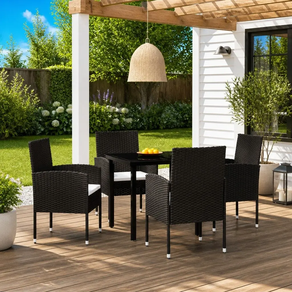 Outdoor Dining Set 5 Piece for Black Patio Garden Table and Chairs