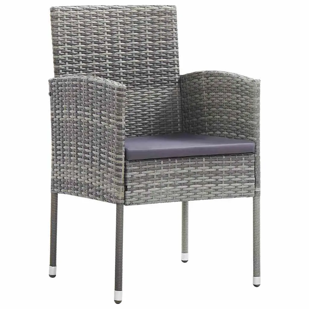 Garden Dining Set Anthracite 5 Piece Steel Frame Glass Table PE Rattan Chairs
