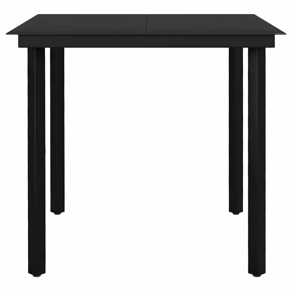 Garden Dining Set Anthracite 5 Piece Steel Frame Glass Table PE Rattan Chairs