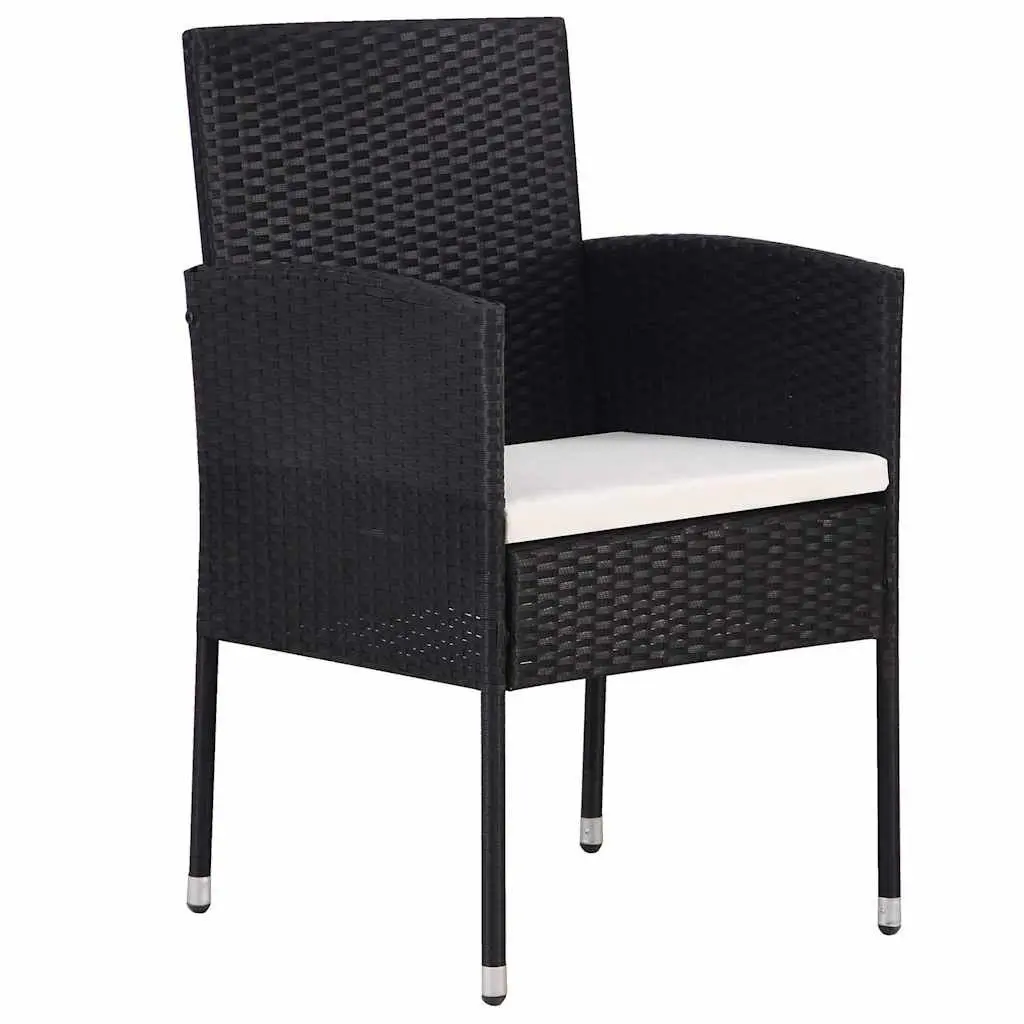 5 Piece Garden Dining Set Black Steel Frame Glass Top Outdoor Patio Furniture