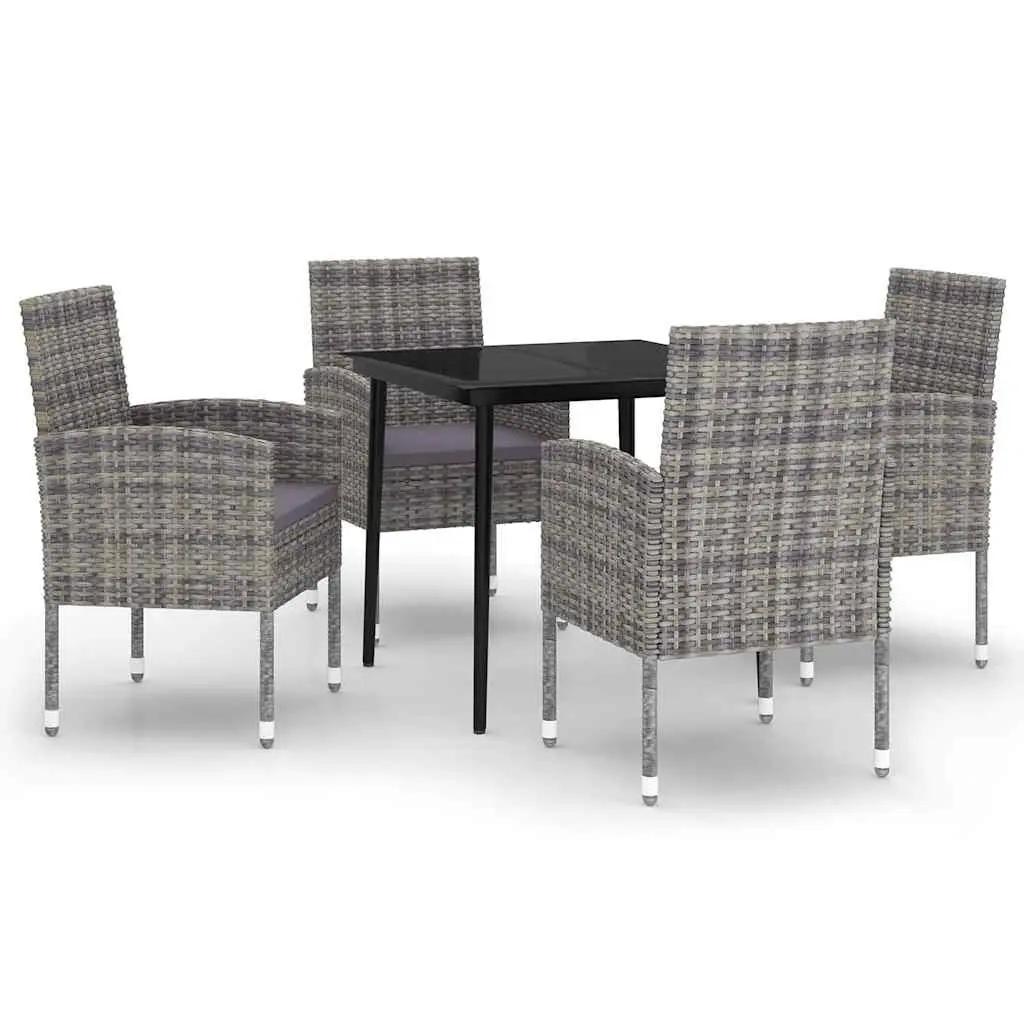 5 Piece Anthracite Garden Furniture Set Outdoor Dining Table Chairs with Steel Frame and Glass Top