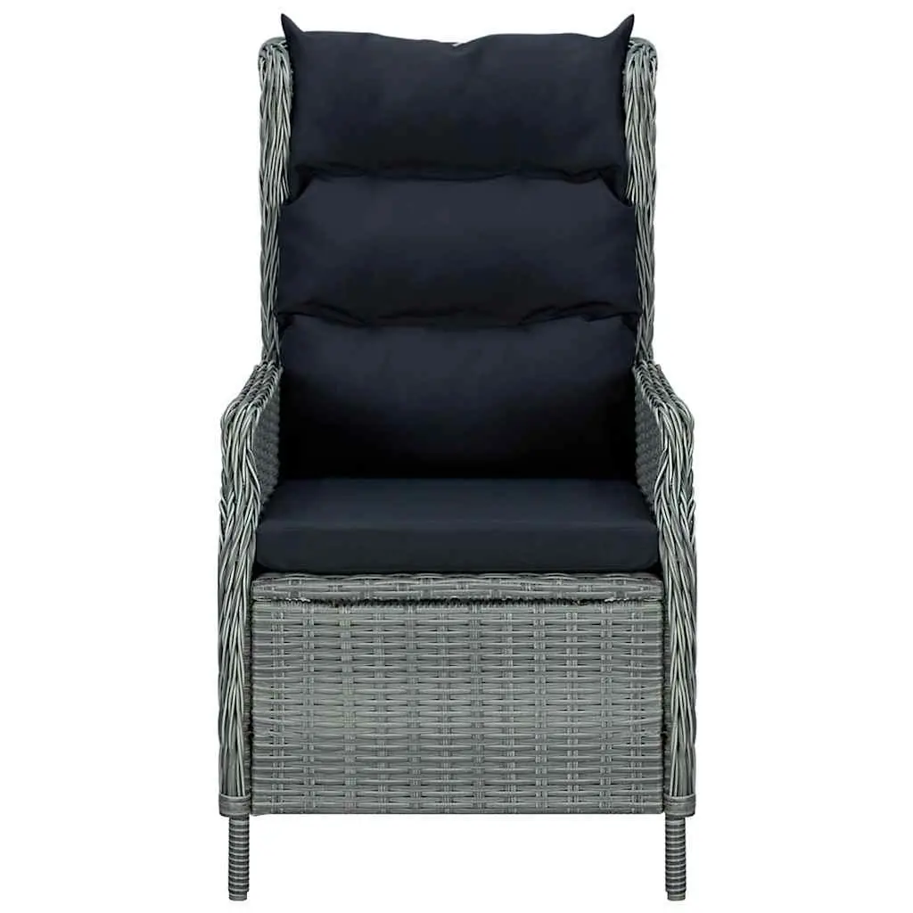 5 Piece Garden Dining Set Outdoor Reclining Chairs Glass Table Grey Patio