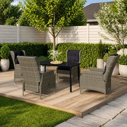 5-Piece Garden Dining Set with Stylish Glass Table
