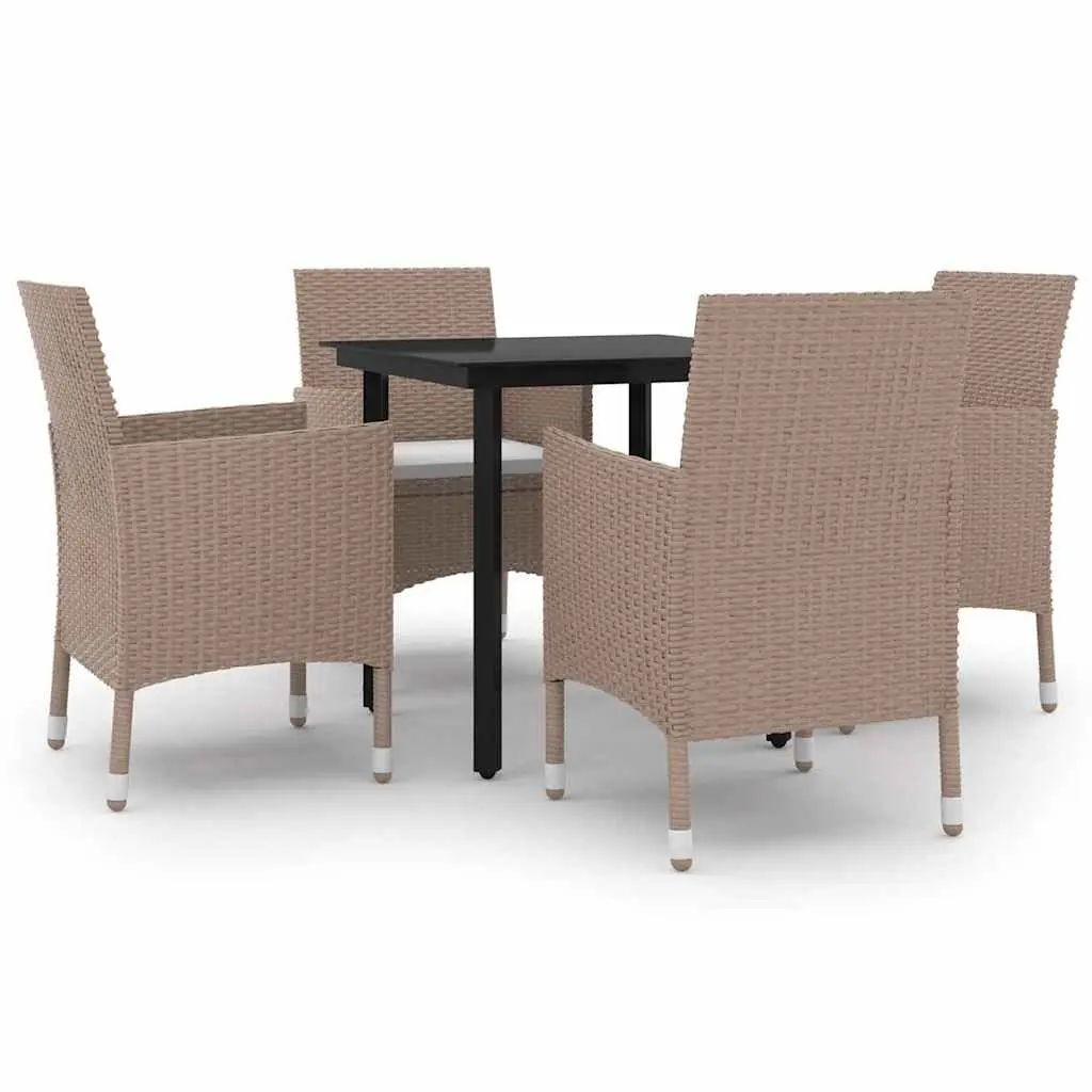 Garden Dining Set 5 Piece Outdoor Furniture Poly Rattan Chairs Table Cushions