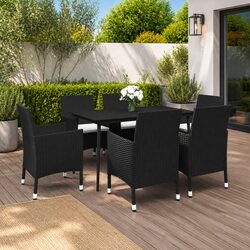 7 Piece Outdoor Dining Set with Cushions and Glass Table
